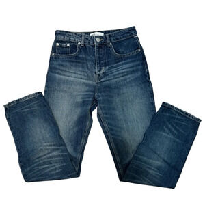 Zara High Rise Straight Leg Classic Dark Wash Jeans